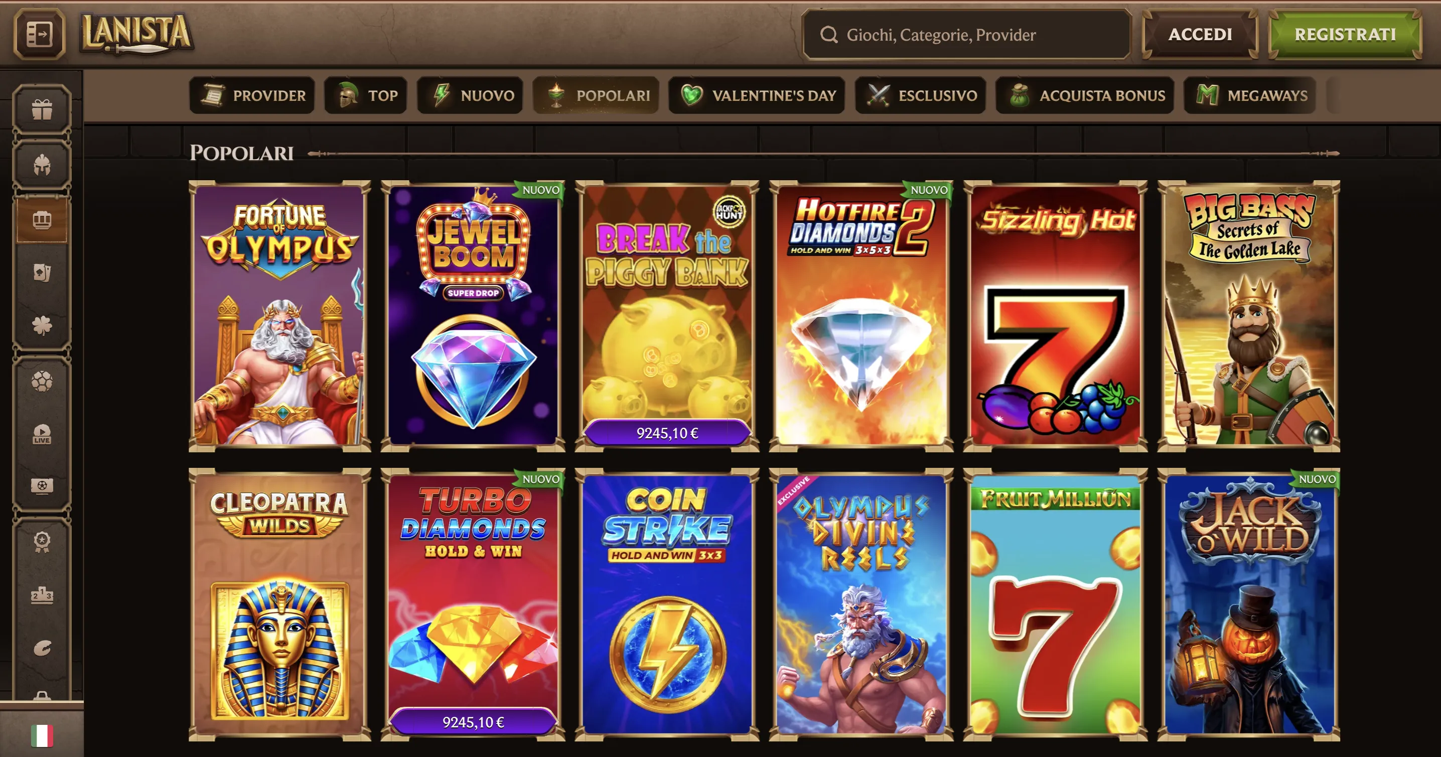 Giochi disponibili nei casino non AAMS e casino stranieri online con prelievo immediato