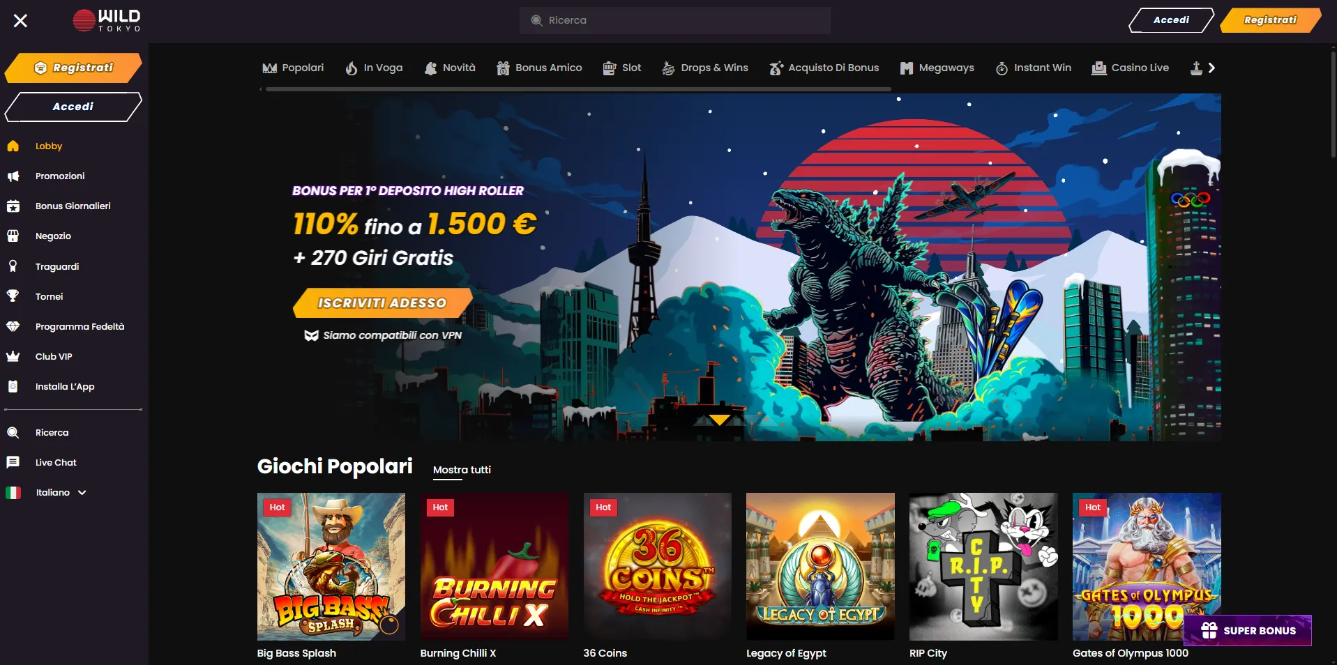 Giochi disponibili nei casino non AAMS e casino online non AAMS